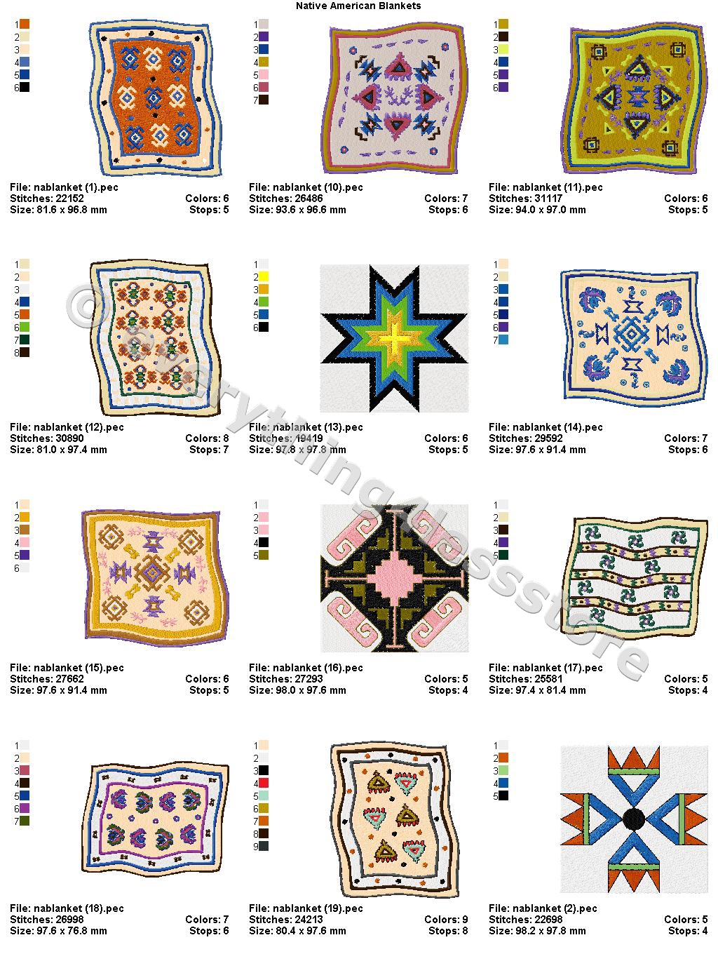 48 NATIVE AMERICAN BLANKETS 4X4 EMBROIDERY DESIGNS CD | eBay