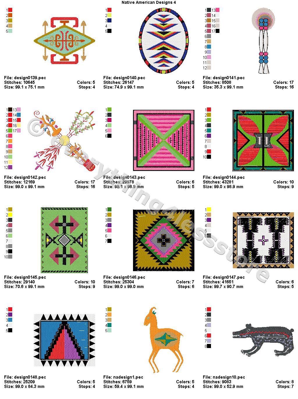 48 NATIVE AMERICAN DESIGNS V4 4X4 EMBROIDERY DESIGNS CD | eBay